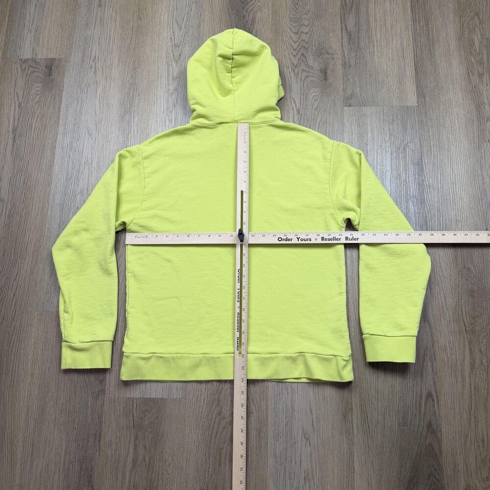 A.P.C. Hoodie Mens Large Lime Green Organic Cotton Logo Fleece Pullover - Picture 8 of 11